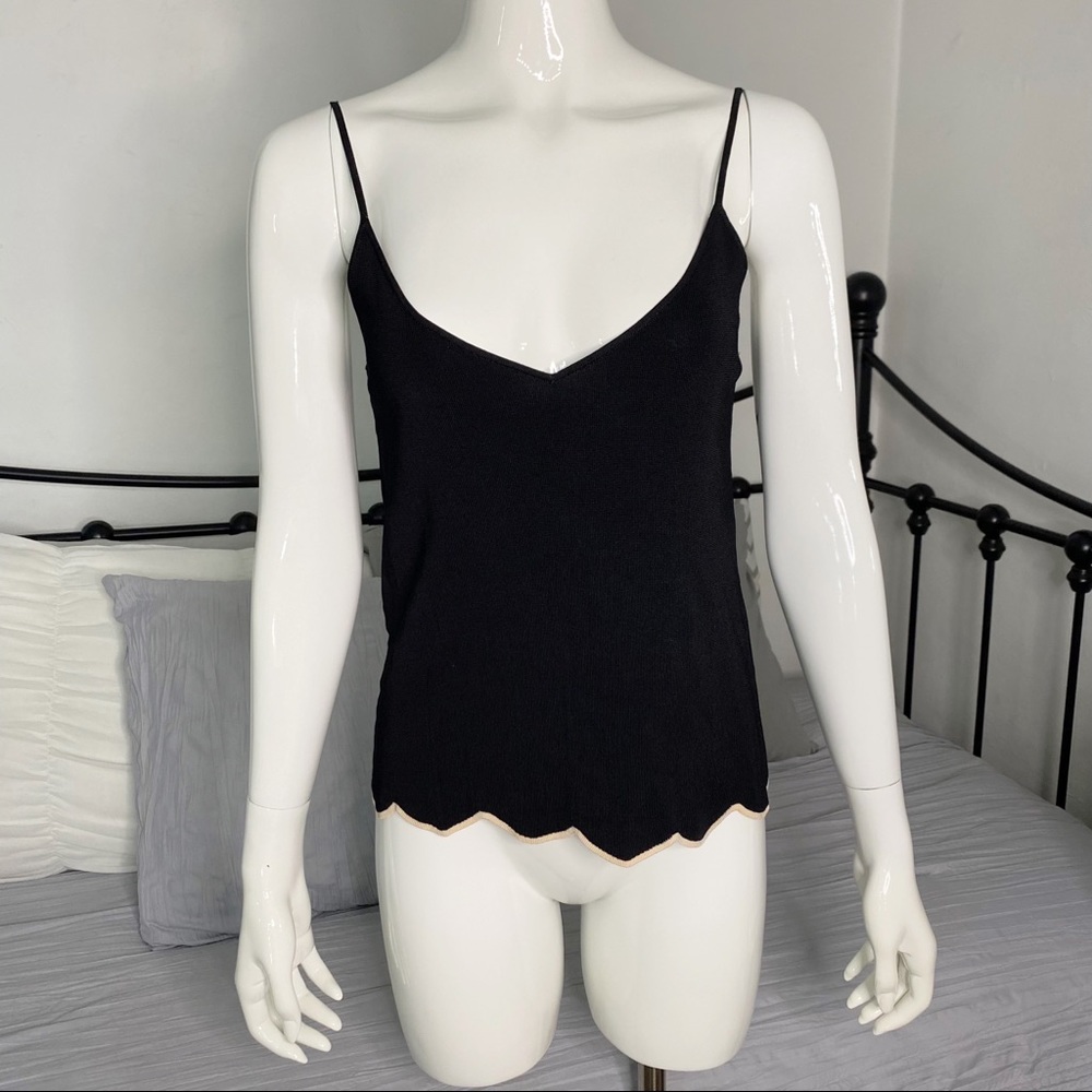 zara knit black ruffle tank top